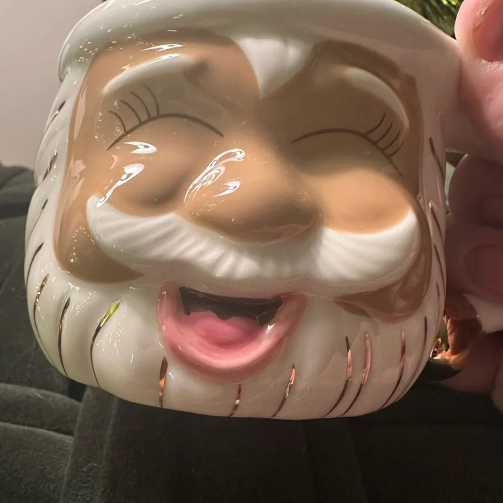 Glitterville Studios Santa Mug Naughty Nice mug with Marshmallow Coal Lid New
